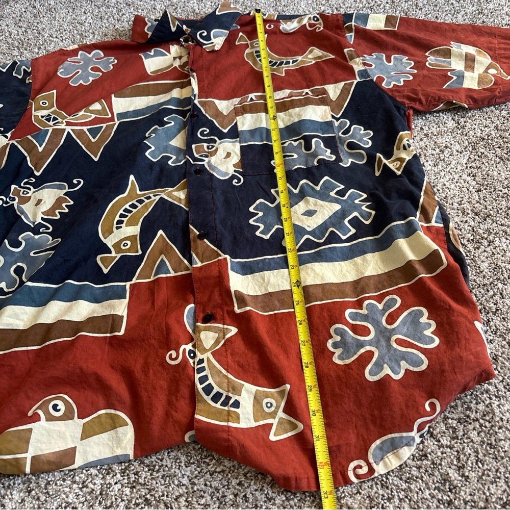 The Territory Ahead Shirt XXL Vintage 90s Abstract Tribal Print Button Up Cotton - Picture 10 of 11